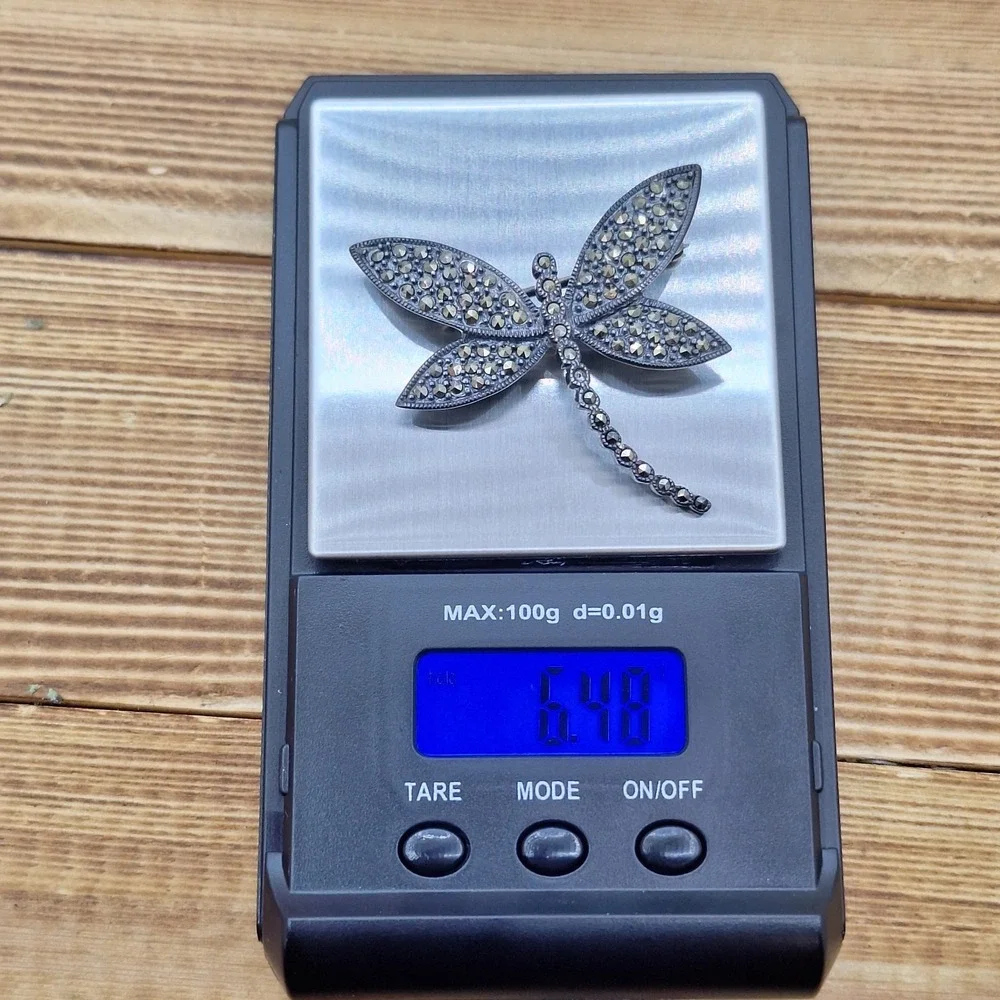 Dragonfly Brooch Pin Sterling Silver 925 Marcasite‎  CFJ - Missing A Stone